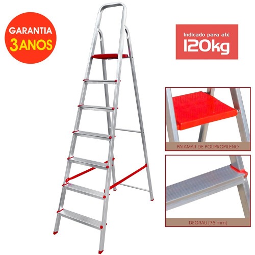 Escada de alumnio 7 degraus residencial - ESC0066
