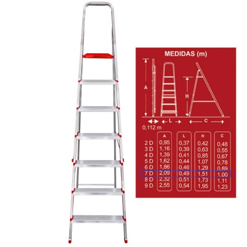 Escada de alumnio 7 degraus residencial - ESC0066