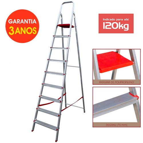 Escada de alumnio 9 degraus residencial - ESC0068