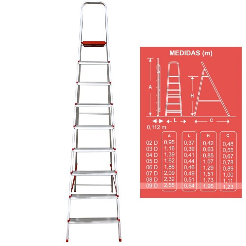 Escada de alumnio 9 degraus residencial - ESC0068