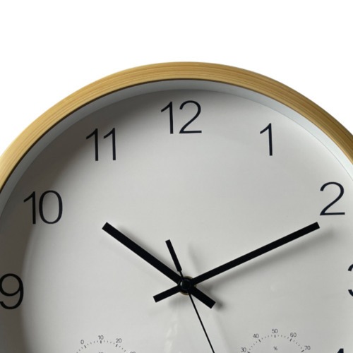 Rel�gio de parede 30 cm de madeira com term�metro e higr�metro - TUH4239