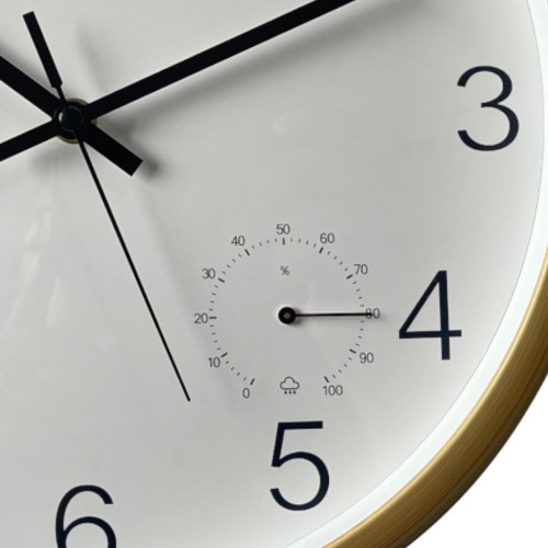 Rel�gio de parede 30 cm de madeira com term�metro e higr�metro - TUH4239