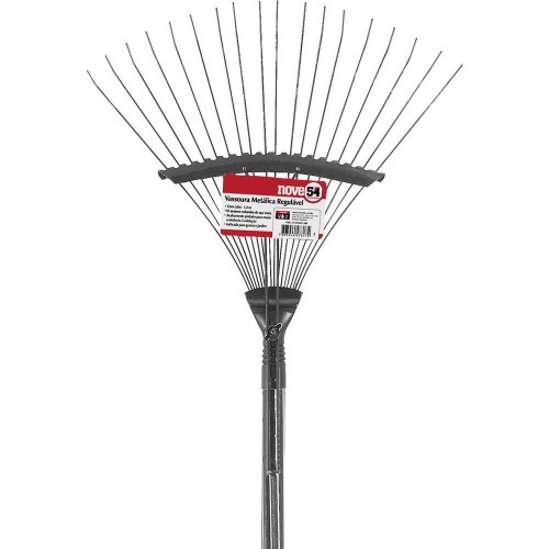 Vassoura met�lica para grama regul�vel com cabo