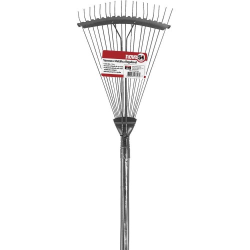 Vassoura met�lica para grama regul�vel com cabo