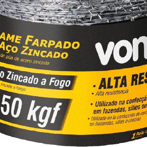 Arame farpado 350kgf rolo 500 metros