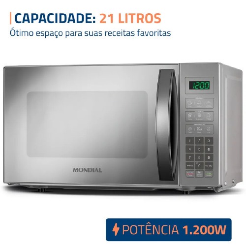 Micro-ondas 21 litros 1200W 10 nveis de potncia - MO-01-21E  110V