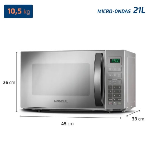 Micro-ondas 21 litros 1200W 10 nveis de potncia - MO-01-21E  110V