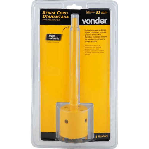 Serra copo diamantada 53 mm com haste de 3/8