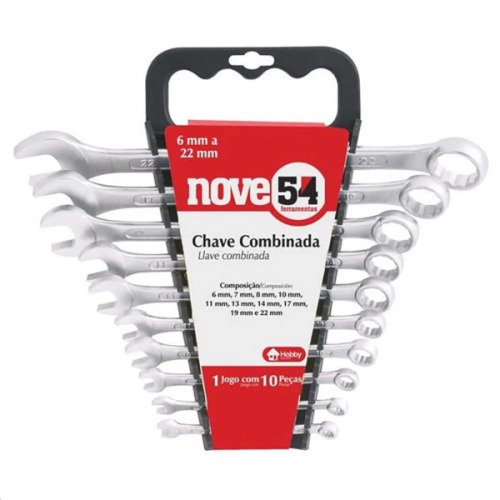 Jogo de chaves combinada 6 mm a 22 mm com 10 peças Jogo de chaves combinada 6 mm a 22 mm com 10 peças