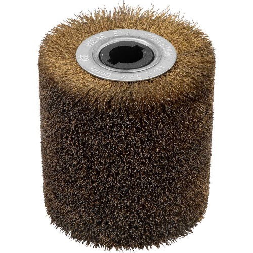 Roda escova latonada em fio de aço 100 x 19 mm Roda escova latonada em fio de aço 100 x 19 mm