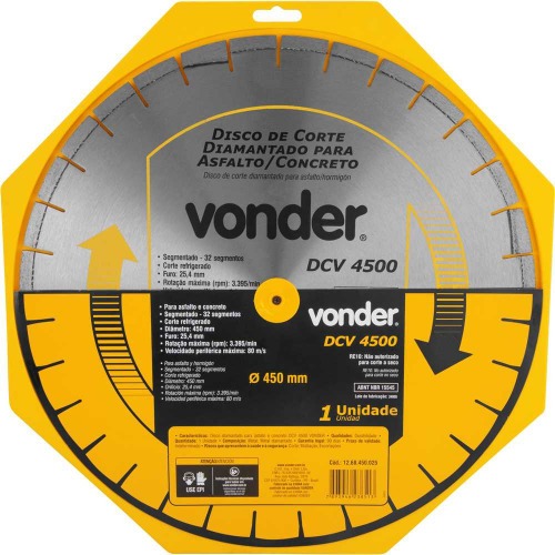 Disco diamantado segmentado 450 mm para concreto e asfalto - DCV 4500 Disco diamantado segmentado 450 mm para concreto e asfalto - DCV 4500
