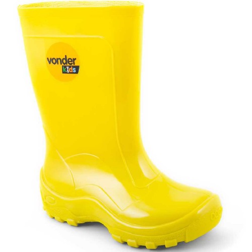 Bota infantil de PVC amarela cano mdio com forro
