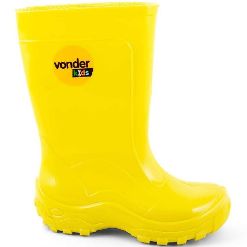 Bota infantil de PVC amarela cano mdio com forro