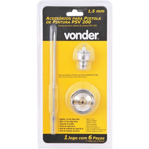 Jogo de agulha e bico de 1,5 mm para pistola de pintura com 6 peas - PSV 200