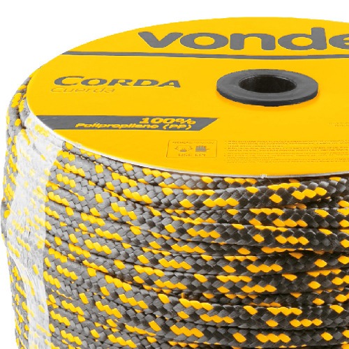 Corda multifilamento trançada 10 mm x 190 m preta e amarela Corda multifilamento trançada 10 mm x 190 m preta e amarela