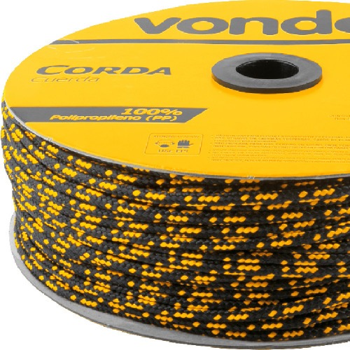 Corda multifilamento tran�ada 3 mm x 625 m preta e amarela