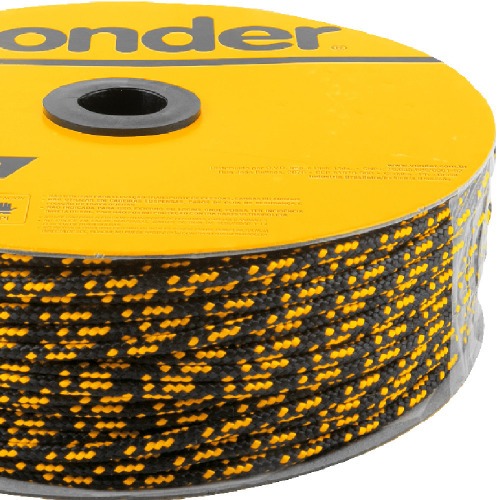 Corda multifilamento tran�ada 3 mm x 625 m preta e amarela