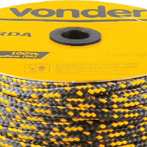 Corda multifilamento trançada 8 mm x 258 m preta e amarela Corda multifilamento trançada 8 mm x 258 m preta e amarela