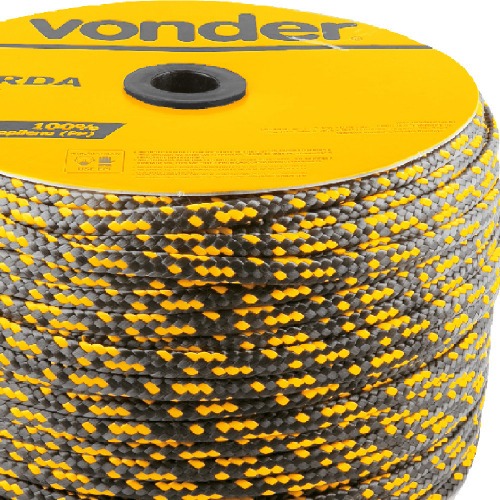 Corda multifilamento trançada 8 mm x 258 m preta e amarela Corda multifilamento trançada 8 mm x 258 m preta e amarela