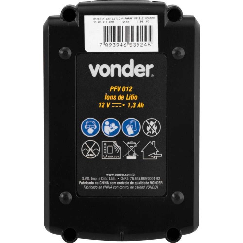Bateria 12V  ons de ltio para Furadeira Parafusadeira - PFV 012