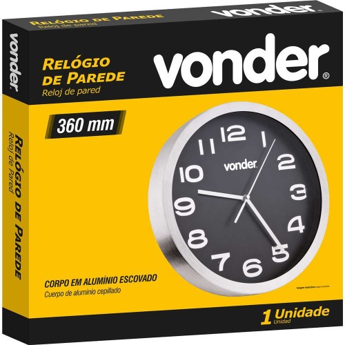 Relgio de parede 360 mm com borda prata