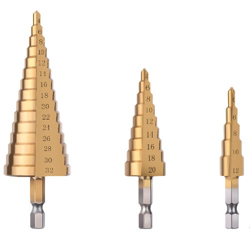 Jogo de brocas escalonadas 5 a 15 degraus 4 a 32 mm 3 peas- BOM-5021