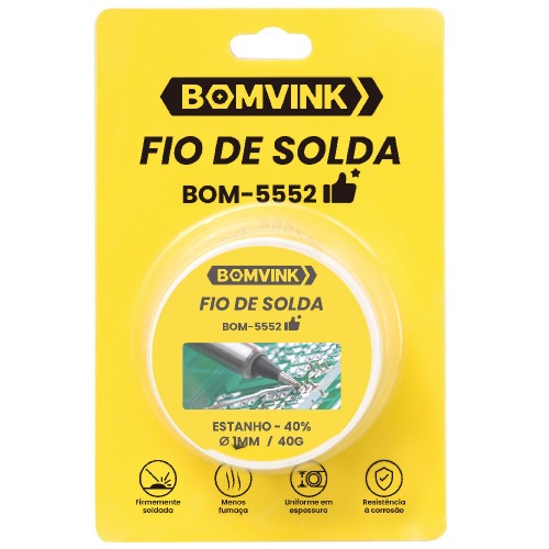 Estanho em fio para solda espessura de 1 mm 40 g - BOM-5552 Estanho em fio para solda espessura de 1 mm 40 g - BOM-5552