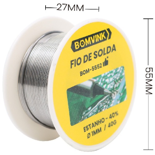 Estanho em fio para solda espessura de 1 mm 40 g - BOM-5552 Estanho em fio para solda espessura de 1 mm 40 g - BOM-5552