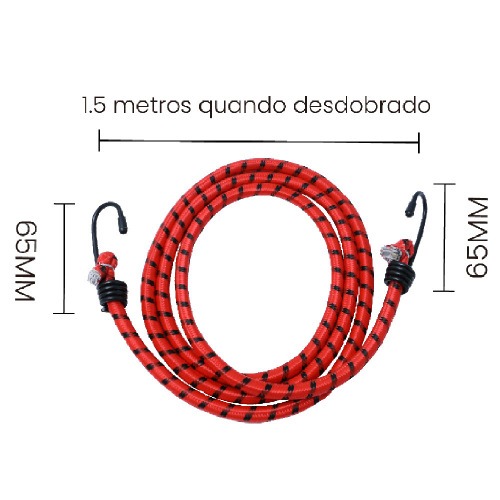 Extensor el�stico com gancho 1,5 metros cores sortidas- BOM-7504