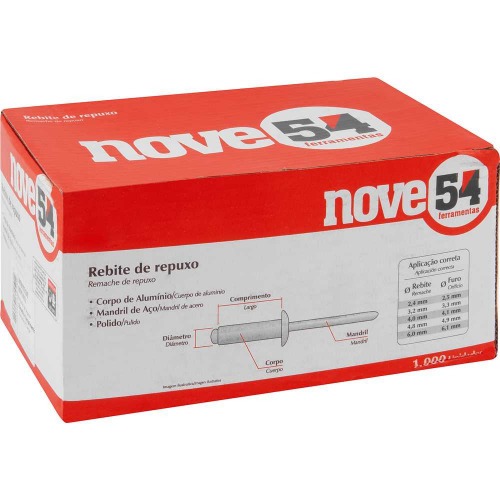 Rebite de repuxo 4,8 x 30 mm com 1000 peças Rebite de repuxo 4,8 x 30 mm com 1000 peças