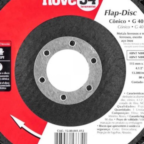 Disco de lixa flap disc flap-disc c�nico 4.1/2
