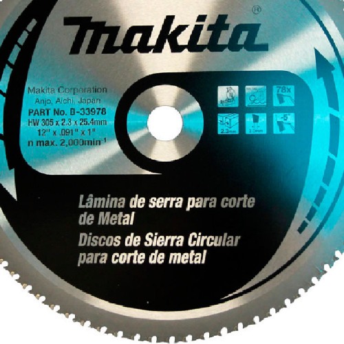 Disco de serra para metal 305 x 25,4 mm 78 dentes - B-33978
