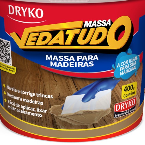 Massa para madeira reparo e calafetao 400 g - Vedatudo