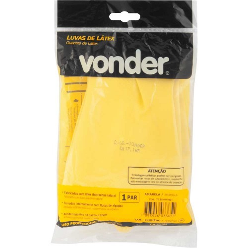 Luva de l�tex antiderrapante com forro amarela P