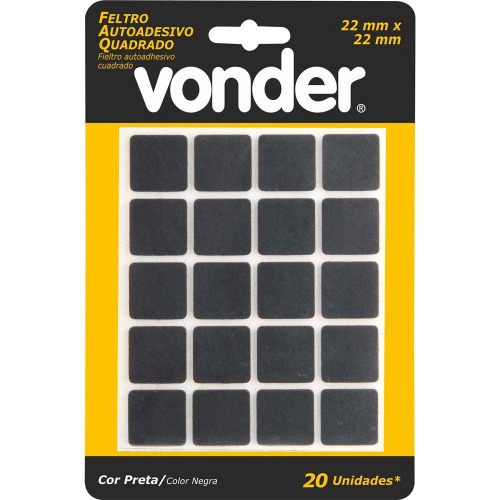 Feltro autoadesivo quadrado 22 mm 20 unidades