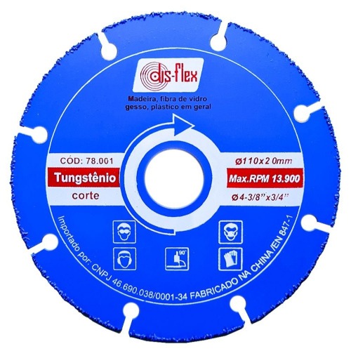 Disco de corte para madeira em tungst�nio 110 x 20 mm - 78.001