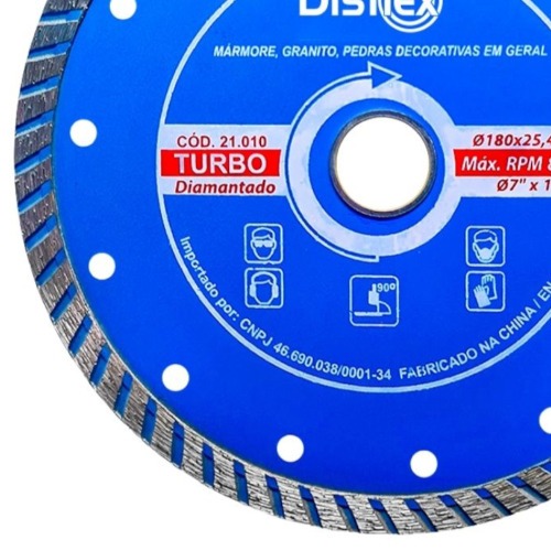 Disco diamantado turbo 180 mm para concreto - 21.010