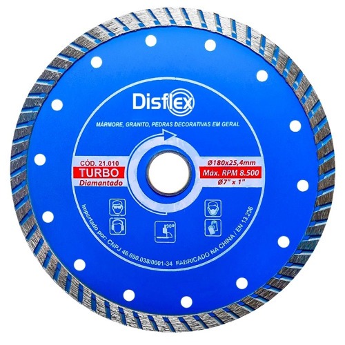 Disco diamantado turbo 180 mm para concreto - 21.010