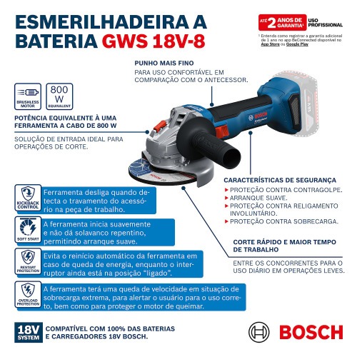 Esmerilhadeira angular a bateria 4.1/2 Esmerilhadeira angular a bateria 4.1/2