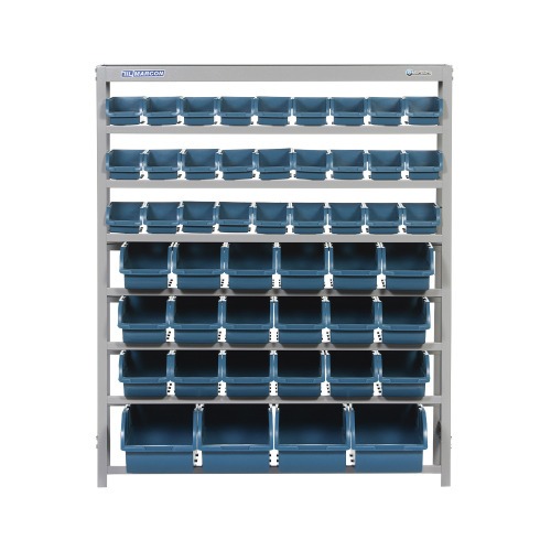 Estante metálica com 49 gavetas azul medidas diversas - EP49A Estante metálica com 49 gavetas azul medidas diversas - EP49A