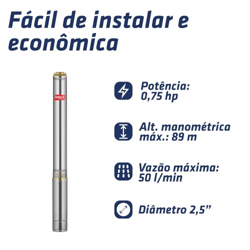 Bomba submersa caneta para poo 1 hp 2.1/2