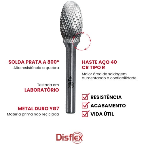 Lima rotativa endurecida em gota 10 x 16 mm haste 6 mm - 23.228 Lima rotativa endurecida em gota 10 x 16 mm haste 6 mm - 23.228