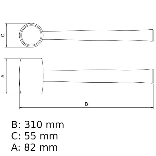 Martelo de borracha 55 mm modelo americano Martelo de borracha 55 mm modelo americano