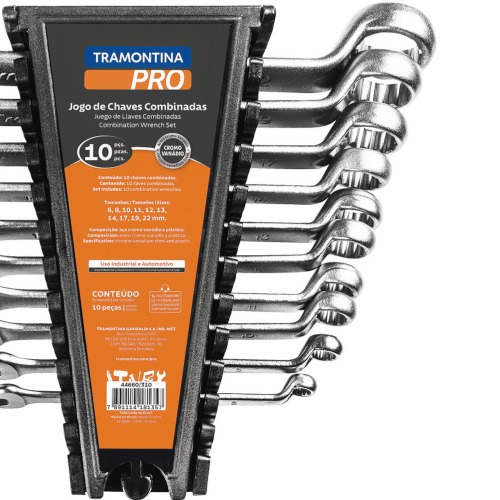 Jogo de chave combinadas 6 a 22 mm  10 peas em ao cromo vandio