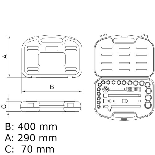 Jogo de soquete estriado 8 a 32 mm encaixe 1/2 Jogo de soquete estriado 8 a 32 mm encaixe 1/2