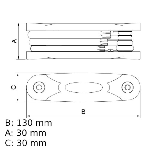 Jogo de chave hexalobular com armao ao cromo vandio com 7 peas