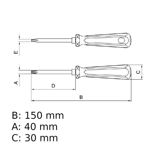 Chave hexalobular reta com cabo t-7 ao cromo vandio