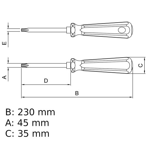 Chave hexalobular reta com cabo t-30 a�o cromo van�dio