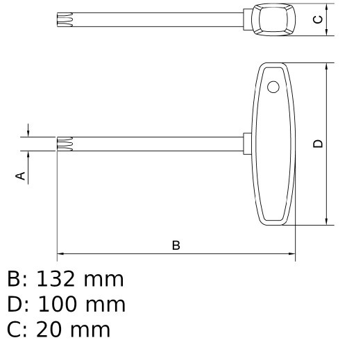 Chave hexalobular T27 x 100 mm cabo T a�o cromo van�dio