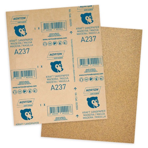 Folha de lixa para madeira e massa 225 x 275 mm - A237 Folha de lixa para madeira e massa 225 x 275 mm - A237